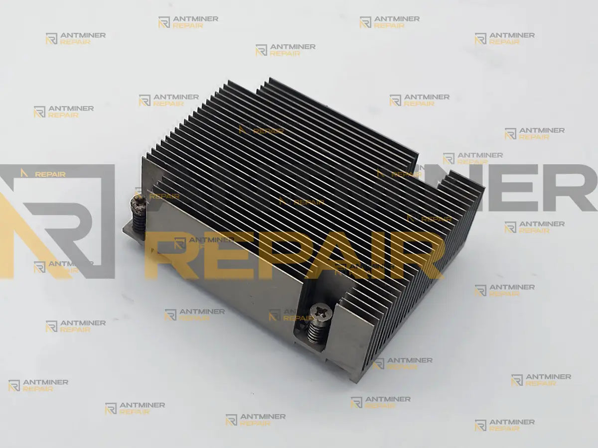 Used Antminer Z11 ASIC heatsink, second angled view of the aluminum fin stack