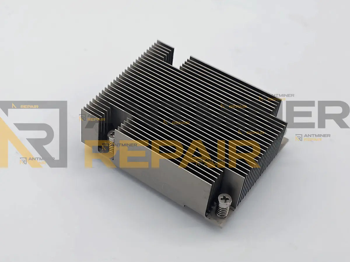 Used Antminer Z15 ASIC heatsink, second angled view of the aluminum fin stack