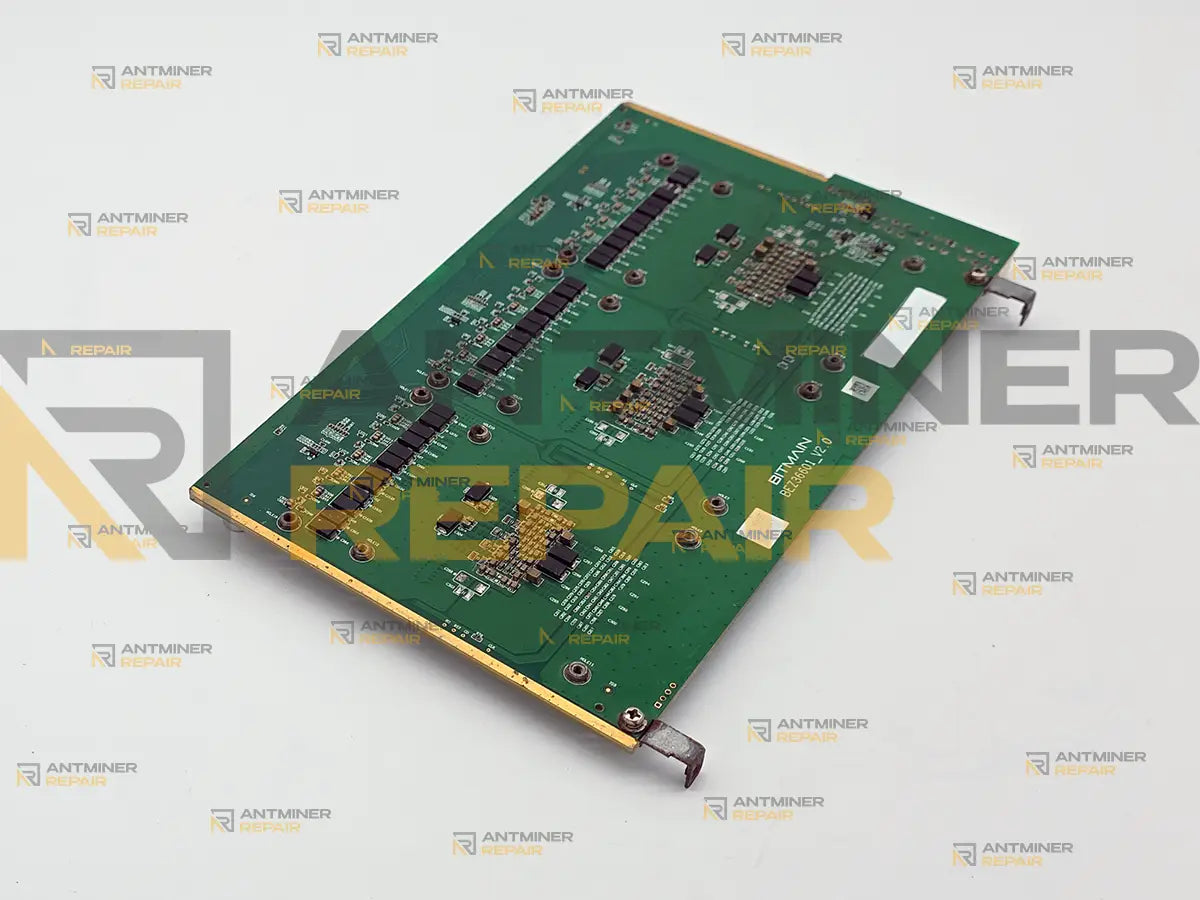 Antminer Z15 hashboard reverse side with the BITMAIN BEZ36601 V2.0 marking printed on the board