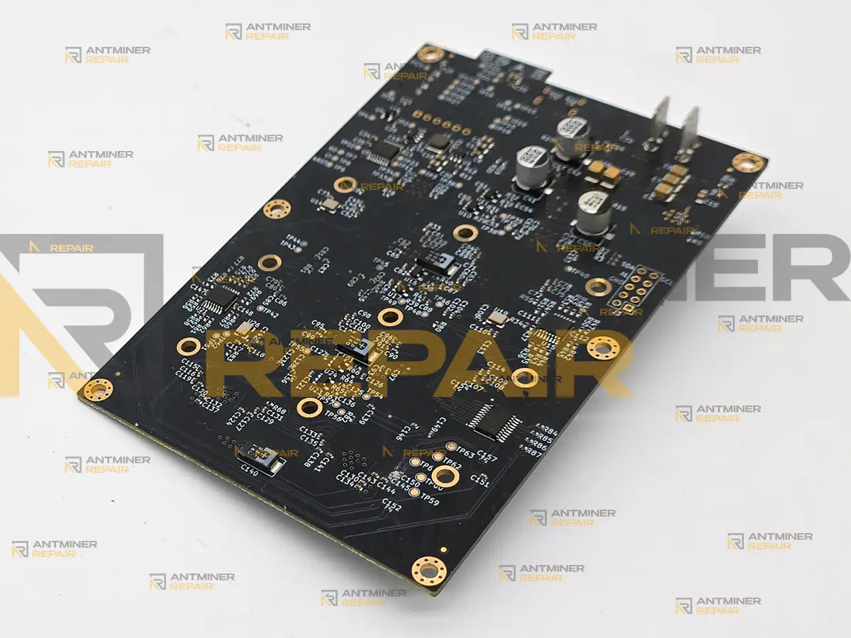 Bitaxe 701 BitaxeHex board bottom view with power and control components
