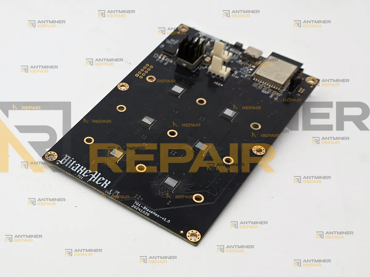 Bitaxe 701 BitaxeHex board top view with BM1368 ASIC layout