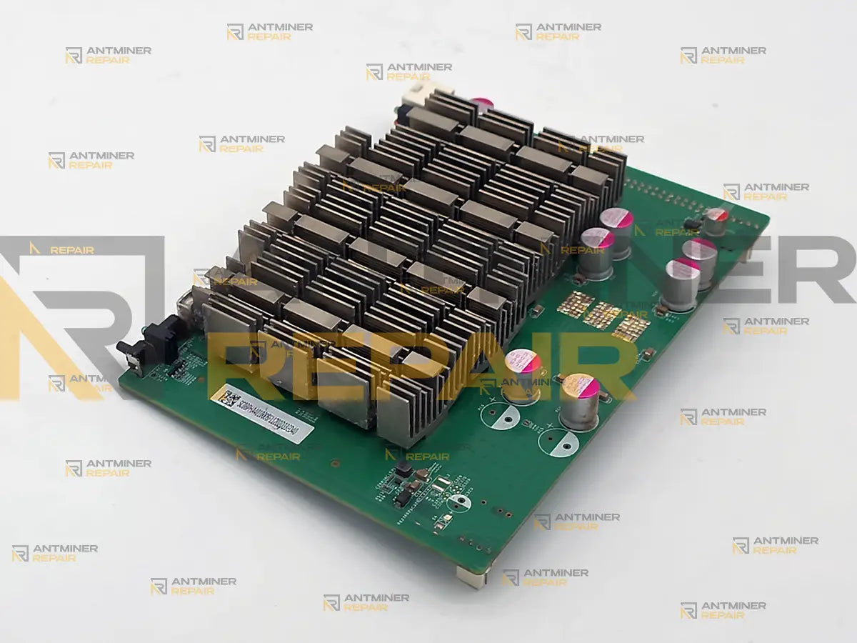 Goldshell SC-BOX internal board with all 16 ICT580 chips under individual finned heatsinks
