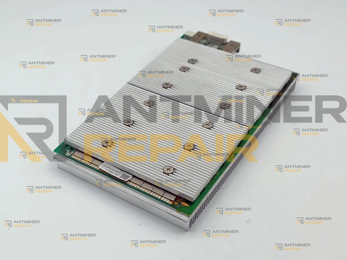 Goldshell SC LITE hashboard with the heatsink fitted, seen from above with its retaining screws
