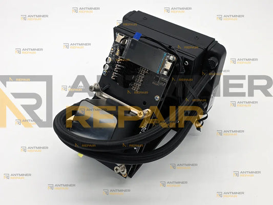 NerdQAxe++ 4.8Th solo miner front view with cooling system and control board