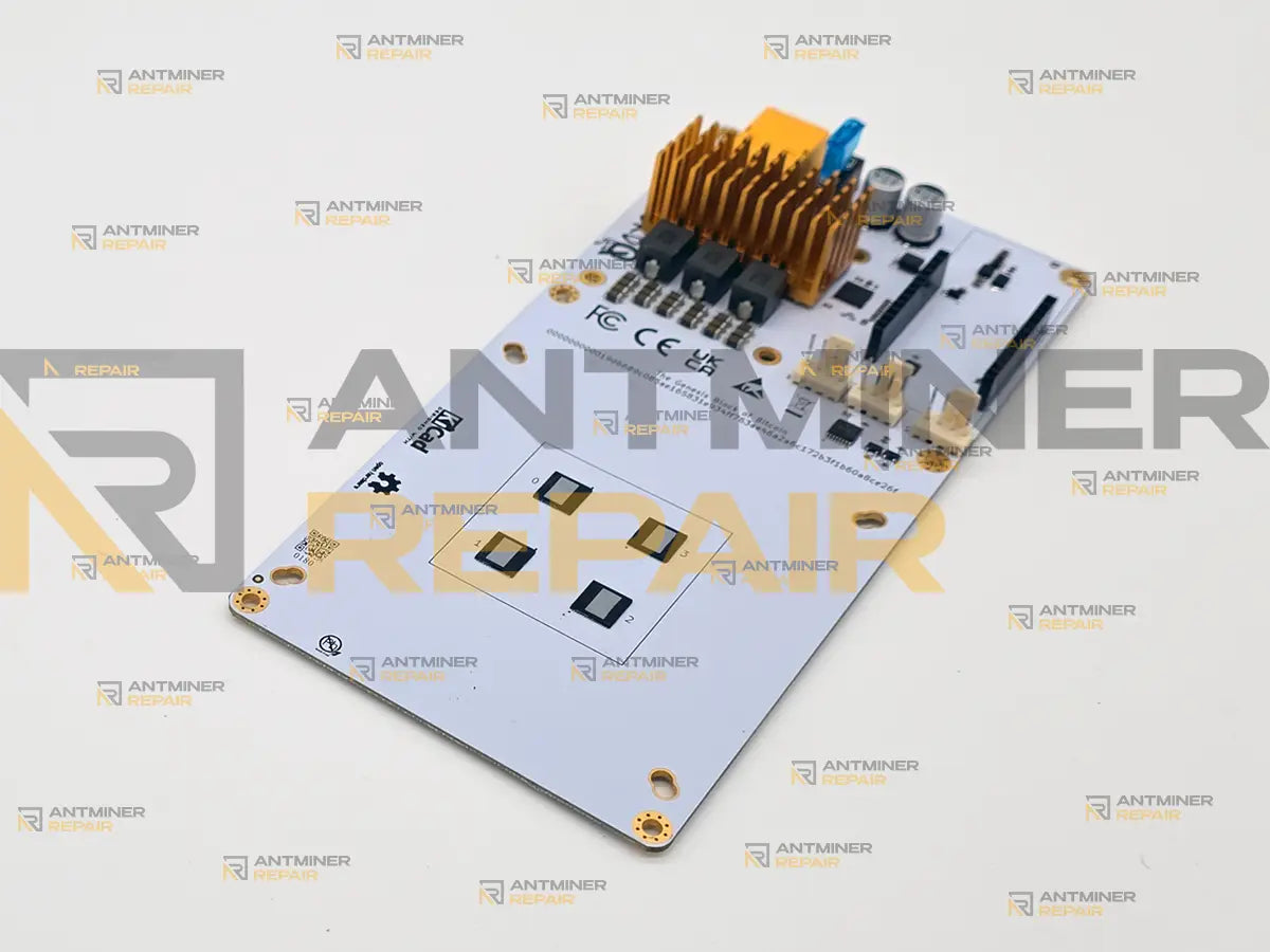 NerdQX 8TH internal board showing four BM1370 ASIC chip positions
