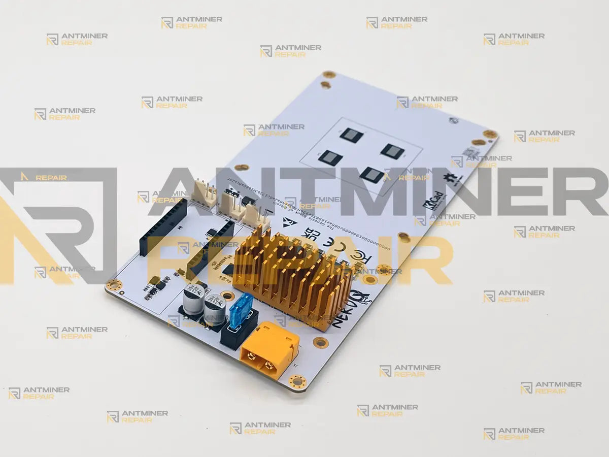 NerdQX board power input fuse area connectors and VRM cooling section