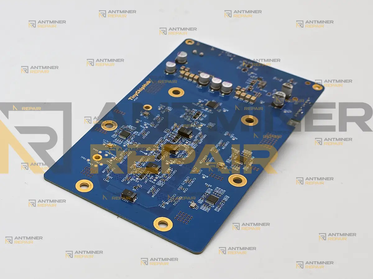 Zyber 8S board underside, flat view of the power section and test points